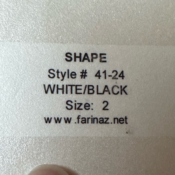 Farinaz Taghavi NWT White Black Stripe Button Down Blouse V Neck Collard… - Picture 9 of 16